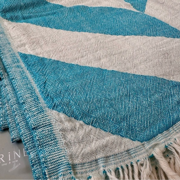 Chevron Pestamal 100% Cotton Turkish Towel Turquoise - Picture 4 of 4